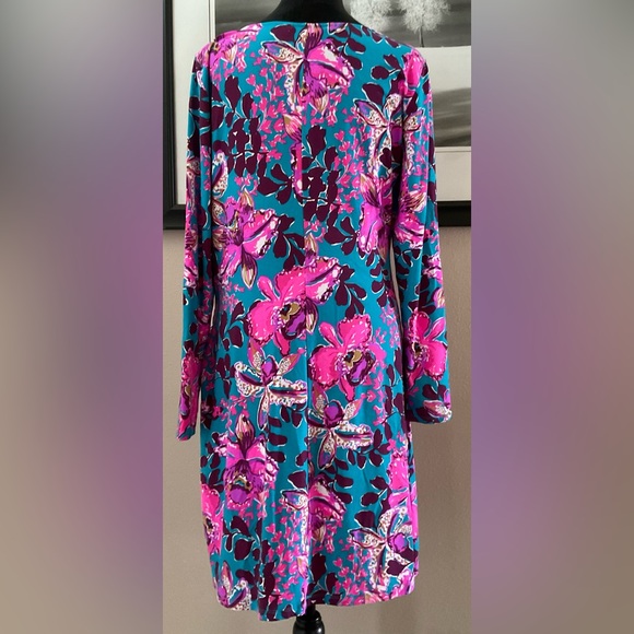 NWOT LILLY PULITZER SIZE LARGE BRYSON DRESS *ORCHID YOU NOT* BLUE RHAPSODY - Picture 7 of 10